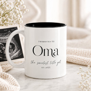 Pregnancy Announcement Gift for Oma Two-Tone Coffee Mug