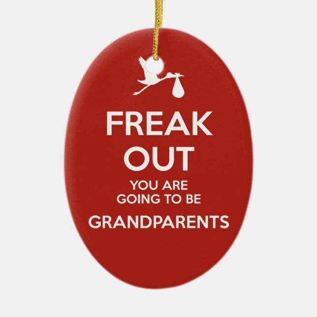 Pregnancy Announcement Grandparents Christmas Ceramic Ornament (Front)