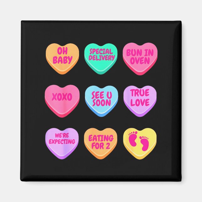 Pregnancy Announcement Hearts Candy Valentines Bab Magnet (Front)