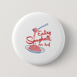 Pregnancy Announcement Italian Mom Eating Spaghett 2 Inch Round Button