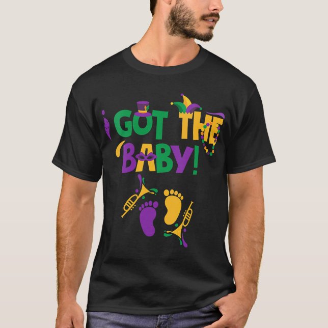 Pregnancy Announcement Mardi Gras T-Shirt (Front)