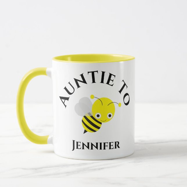 Pregnancy Announcement New Aunt Auntie Name To Bee Mug (Left)