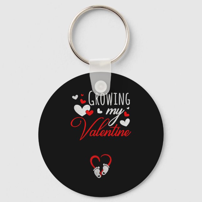 Pregnancy Announcement New Mom Growing My Valentin Keychain (Front)