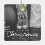 Pregnancy Announcement Photo Christmas Ceramic Ornament<br><div class="desc">Pregnancy Announcement Photo Christmas Ceramic Ornament. Personalized Christmas ornament.</div>