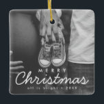 Pregnancy Announcement Photo Christmas Ceramic Ornament<br><div class="desc">Pregnancy Announcement Photo Christmas Ceramic Ornament. Personalized Christmas ornament.</div>
