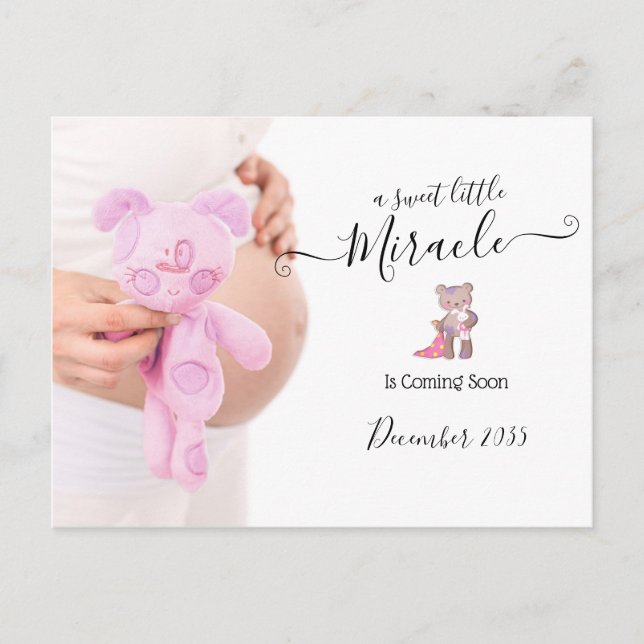 Pregnancy Announcement Photo | Miracle Postcard (Front)