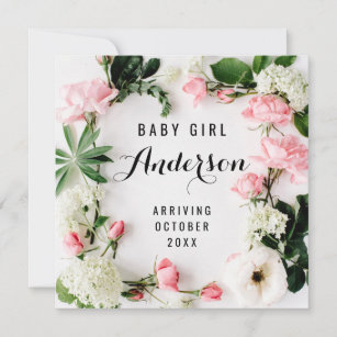 Pregnancy Announcement - Pink Floral Wreath