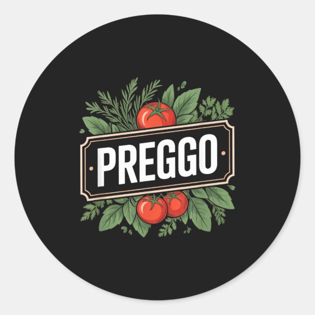 Pregnancy Announcement Prego Pasta Sauce Funny Pre Classic Round Sticker (Front)
