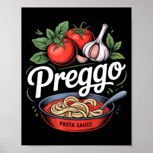Pregnancy Announcement Prego Pasta Sauce Funny Pre Poster