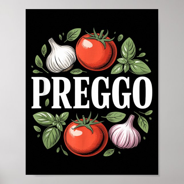 Pregnancy Announcement Prego Pasta Sauce Funny Pre Poster (Front)
