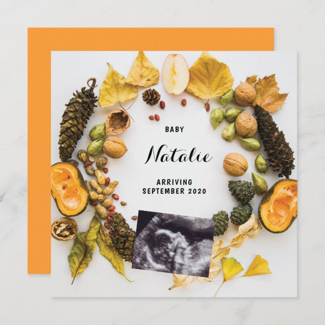 Pregnancy Announcement Pumpkin Fall Autumn Wreath (Front/Back)