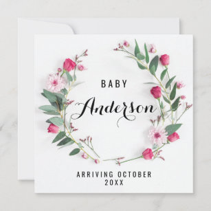 Pregnancy Announcement - Rustic Pink Wreath