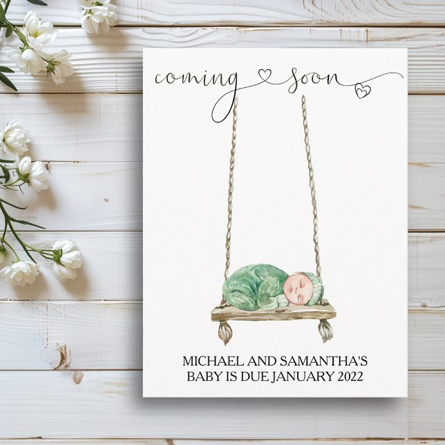 Pregnancy Announcement watercolor Baby Infant  Postcard (Creator Uploaded)