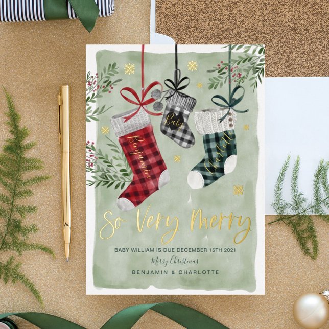 Pregnancy Announcement Watercolor Family Stockings (Creator Uploaded)