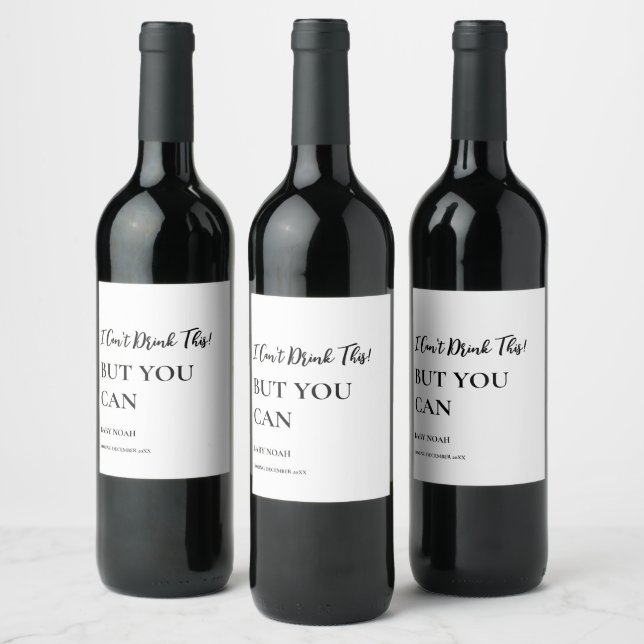 Pregnancy Announcement Wine Label Funny Pregnancy  (Bottles)