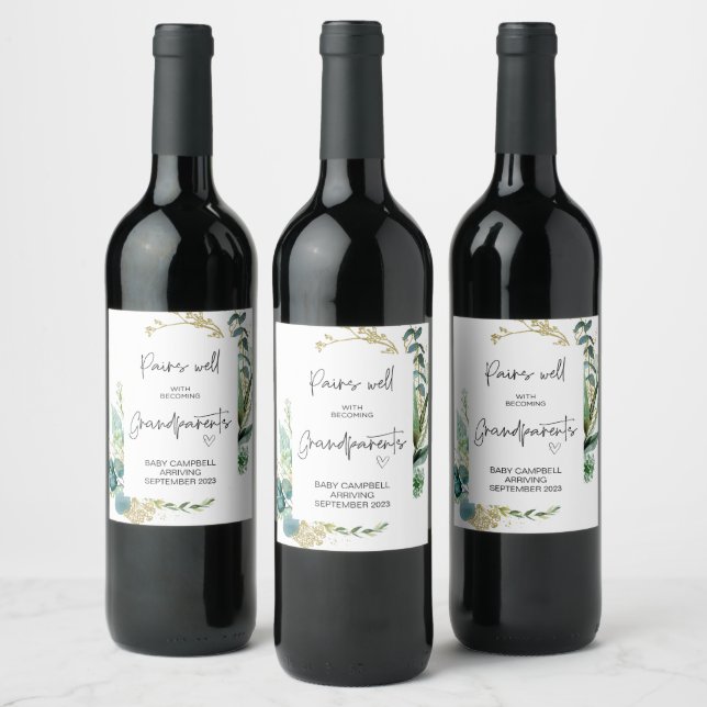 Pregnancy Baby Announcement Grandparents to Be Win Wine Label (Bottles)