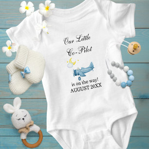Pregnancy Baby Boy Airplane Little Co-Pilot Custom Bodysuit