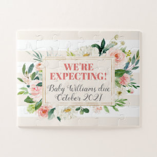 Pregnancy Baby Reveal Announcement We're Expecting Jigsaw Puzzle