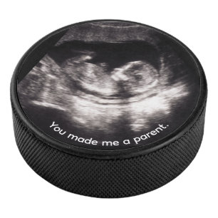 Pregnancy Baby Sonogram Ultrasound Father’s Day Hockey Puck