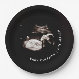 Pregnancy Baby Sonogram Ultrasound Photo Paper Plate