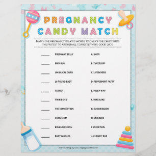 Pregnancy Candy Match [Baby Basics Blue] Letterhead