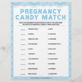 Pregnancy Candy Match [Luxury Lace [Blue]] Letterhead