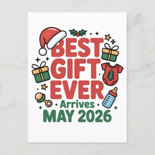 Pregnancy Christmas Best Gift Ever Arrives May 202 Holiday Postcard