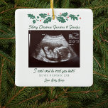 Pregnancy Christmas Tree Decor Ultrasound Baby Ceramic Ornament<br><div class="desc">It's always a good time to share this exciting news with your nearest and dearest. Perfect Christmas gift idea for the grandma to be with ultrasound photo. Customize this unique announcement display, add your details and let everyone know about this special news. Great gift for new parents and baby showers....</div>