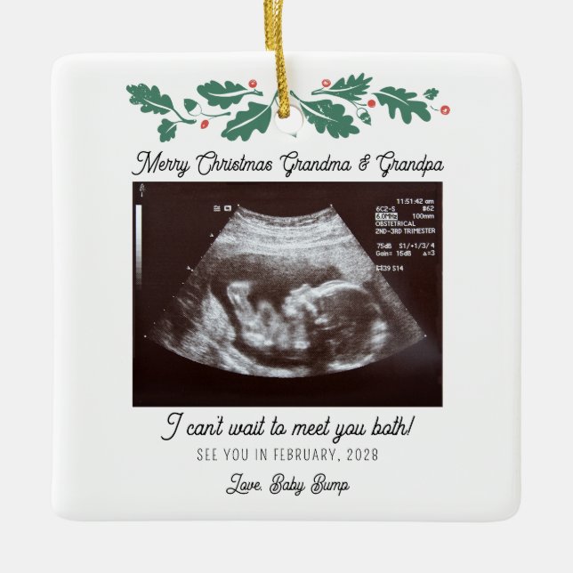 Pregnancy Christmas Tree Decor Ultrasound Ceramic Ornament (Front)