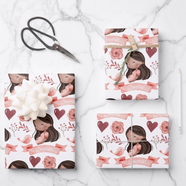 Pregnancy Congrats Wrapping Paper Sheets  (Front)