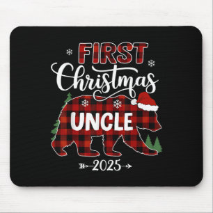 Pregnancy First Christmas Uncle Red Plaid Bear San Mouse Pad
