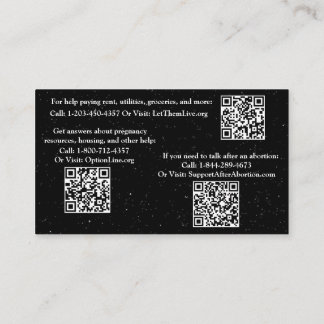 Pregnancy help and after abortion info card