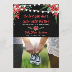 Pregnancy Holiday Chalkboard Poinsettia   Photo Invitation