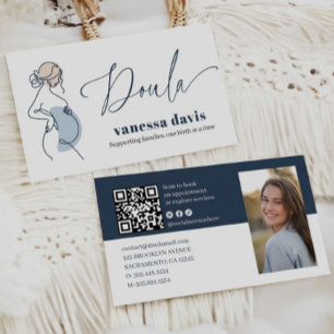 PREGNANCY LINE ART DOULA BIRTH WORKER QRCODE PHOTO BUSINESS CARD