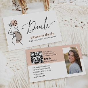 PREGNANCY LINE ART DOULA BIRTH WORKER QRCODE PHOTO BUSINESS CARD