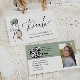 PREGNANCY LINE ART DOULA BIRTH WORKER QRCODE PHOTO BUSINESS CARD