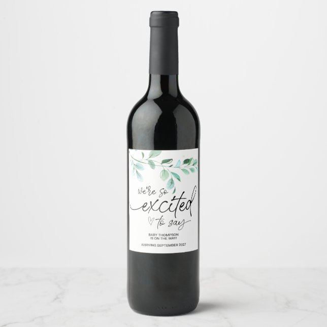Pregnancy New Baby on Way Announcement Mom to Be W Wine Label (Front)