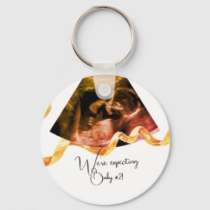 Pregnancy New Baby Ultrasound Sonogram Photo Keychain