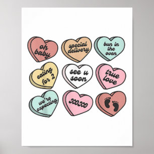 Pregnancy New Mom Candy Heart Cute Valentines Baby Poster