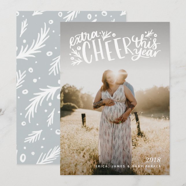 Pregnancy or Birth Announcement Christmas Card (Front/Back)