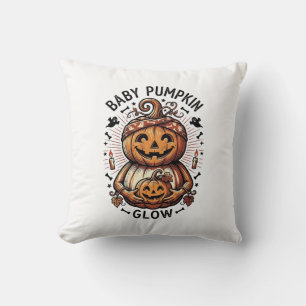 Pregnancy Pumpkin Shirt Vintage Halloween Belly De Throw Pillow