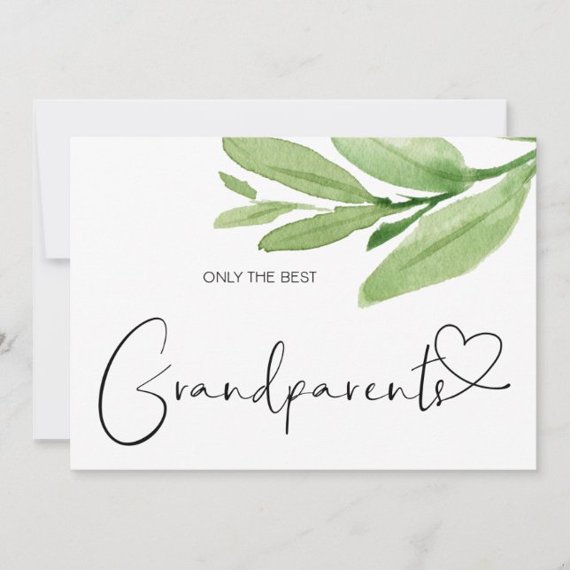 Pregnancy Reveal Grandparents New Baby Greenery Card (Front)