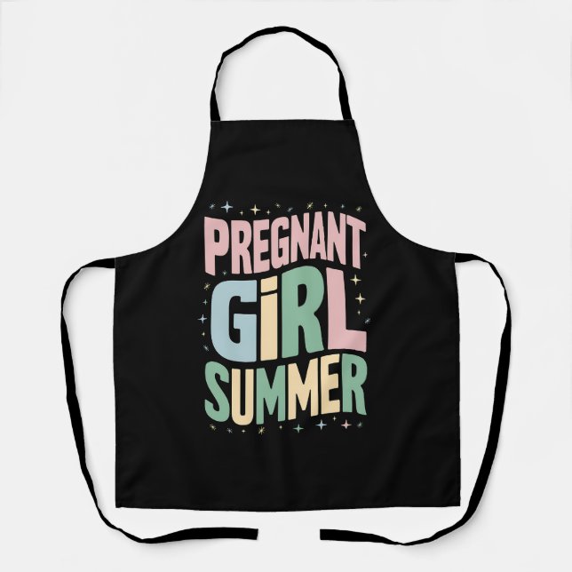 Pregnancy Reveal Pregnant Girl Summer Baby Shower  Apron (Front)