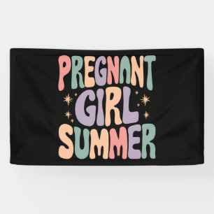 Pregnancy Reveal Pregnant Girl Summer Baby Shower Banner