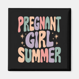 Pregnancy Reveal Pregnant Girl Summer Baby Shower Magnet
