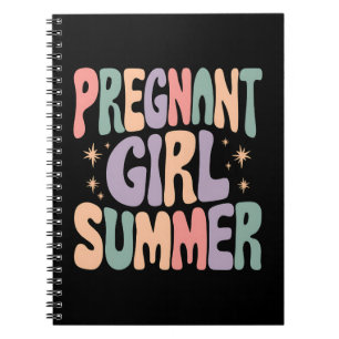 Pregnancy Reveal Pregnant Girl Summer Baby Shower Notebook