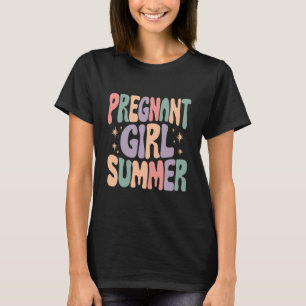 Pregnancy Reveal Pregnant Girl Summer Baby Shower T-Shirt