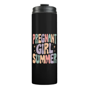Pregnancy Reveal Pregnant Girl Summer Baby Shower  Thermal Tumbler