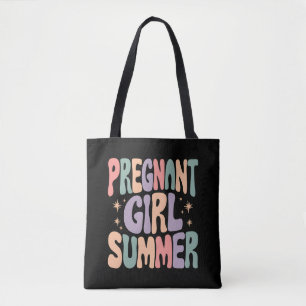 Pregnancy Reveal Pregnant Girl Summer Baby Shower  Tote Bag