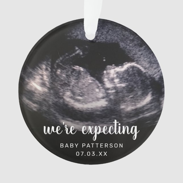 Pregnancy Reveal Sonogram Ultrasound Photo Ornament (Front)